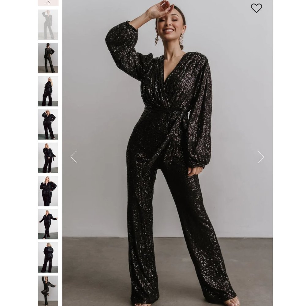 NWT Baltic Born Brussels Sequin Jumpsuit | Black | Size L